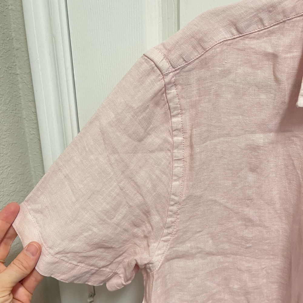 Faherty Pink Linen Short Sleeve Button Down - Picture 6 of 10